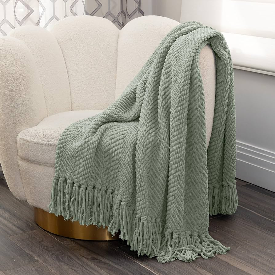 Nicole Miller Chloe Textured Soft Knit Throw Blanket with Tassels – for Home, Couch, Bed, Livin... | Amazon (US)