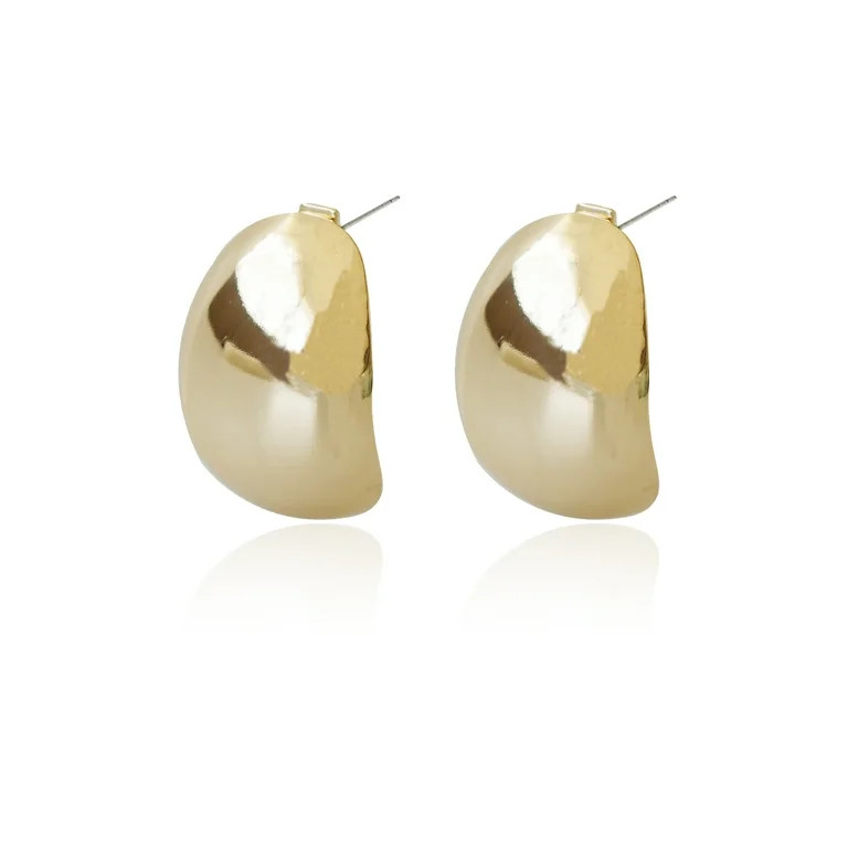 Time and Tru Women's Domed Metal Earring In Gold Plated Color | Walmart (US)