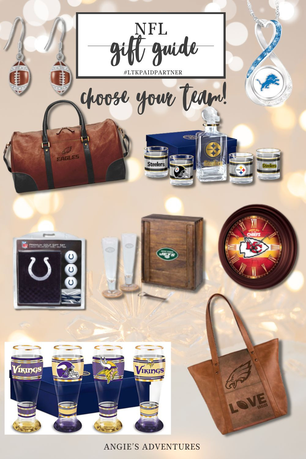🏈✨ NFL Gift Guide for the Superfans

Looking for the perfect gift for the football lover in your life? Whether they cheer from the couch or tailgate like a pro, I rounded up my favorite NFL-inspired finds from Bradford Exchange and Amazon — all designed to bring team spirit into their everyday life.

Tap to shop everything from statement floor lamps, team jewelry, crossbody bags, decantur + whiskey sets, and team logo pilsner glasses.
These make amazing gifts for birthdays, holidays, or game-day surprises! 🏈💛

My top picks in this guide:
✨ Team-themed floor lamps (Bradford Exchange)
✨ NFL charm bracelets + necklaces
✨ Team crossbody + shoulder bags
✨ Personalized decantur & whiskey glass sets
✨ Pilsner glasses with etched or full-color logos
✨ Cozy throws, barware, and more game-day must-haves

Whether they shout at the TV every Sunday or host the best watch parties, there’s something here to make every fan smile.

Swipe + tap to shop your team!
#LTKGiftGuide #LTKsports #NFLFans #GamedayStyle #GiftGuide #BradfordExchange #AmazonFinds #FootballSeason 

 #LTKGiftGuide #LTKSeasonal #LTKMens