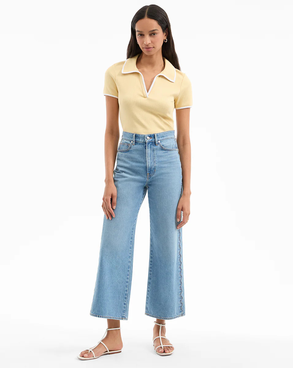 Taylor Scalloped Wide-Leg Jean | Veronica Beard