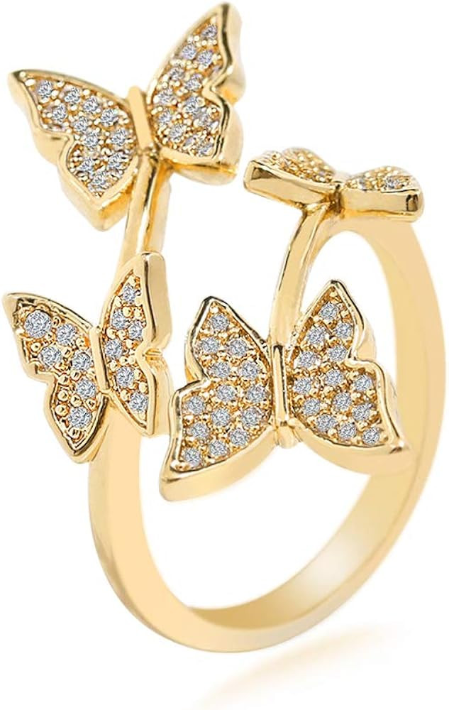 Aisza 18K Gold-Plated Rings - Vintage Wrap Stacking Statement Rings with Finest Cubic Zirconia for W | Amazon (US)