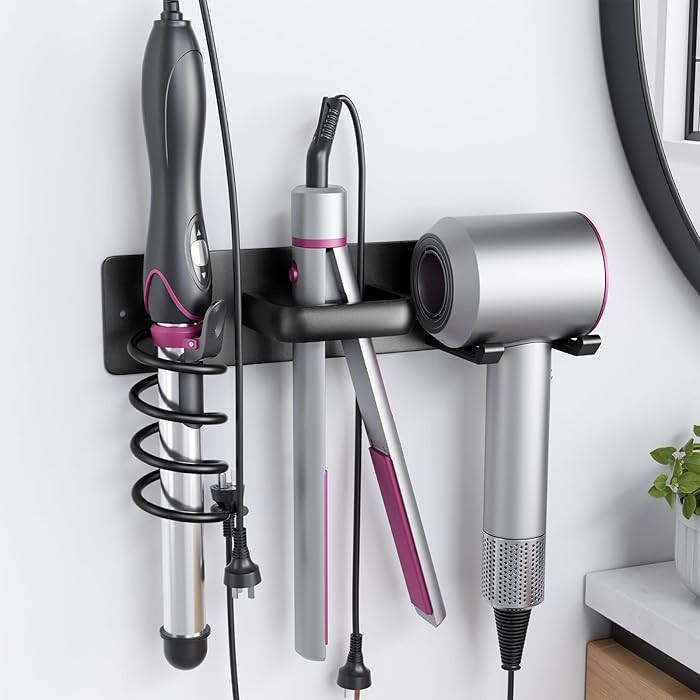 Tindbea Hair Dryer Holder Curling Iron Holder Flat Iron, Blow Dryer Holder Wall Mount, 3 in 1 Bat... | Amazon (US)