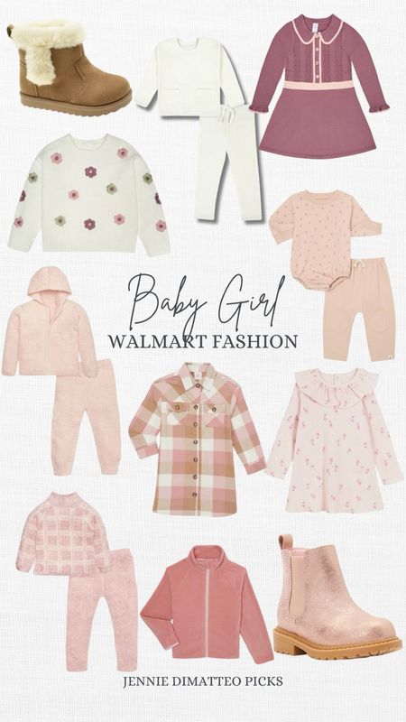 Baby girl Walmart fashion, sweater, floral, plaid, pink, neutral, zip up, boots, coats, affordable style, kids clothes 

#LTKfindsunder100 #LTKstyletip #LTKSeasonal