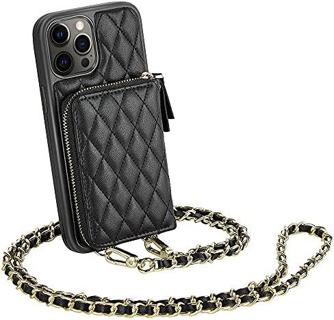 Wallet Case Compatible with iPhone 12 Pro Max, LAMEEKU Crossbody Chain Wallet Case with Wrist Str... | Amazon (US)