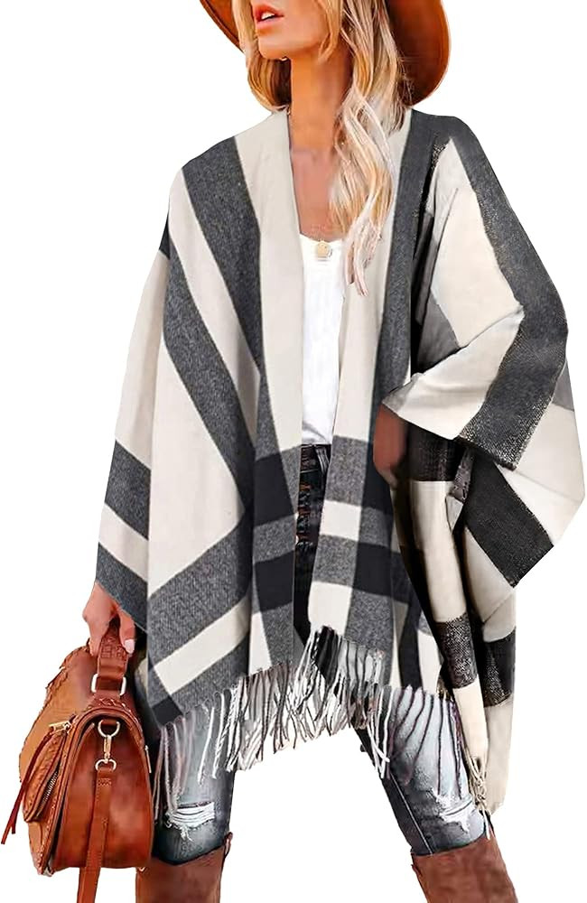 Breezy Lane Women's Shawl Wraps Warm Poncho Ruana Wrap Cardigan | Amazon (US)