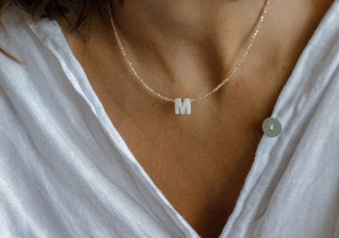 Beautiful Handmade Mother of Pearl Letter Initial Necklace With Personalisation - Etsy | Etsy (US)