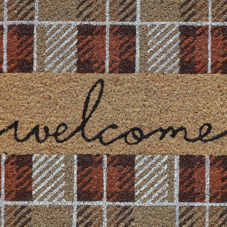 My Texas House Multicolor Welcome Harvest Plaid Outdoor Coir Doormat, 30" x 48" | Walmart (US)