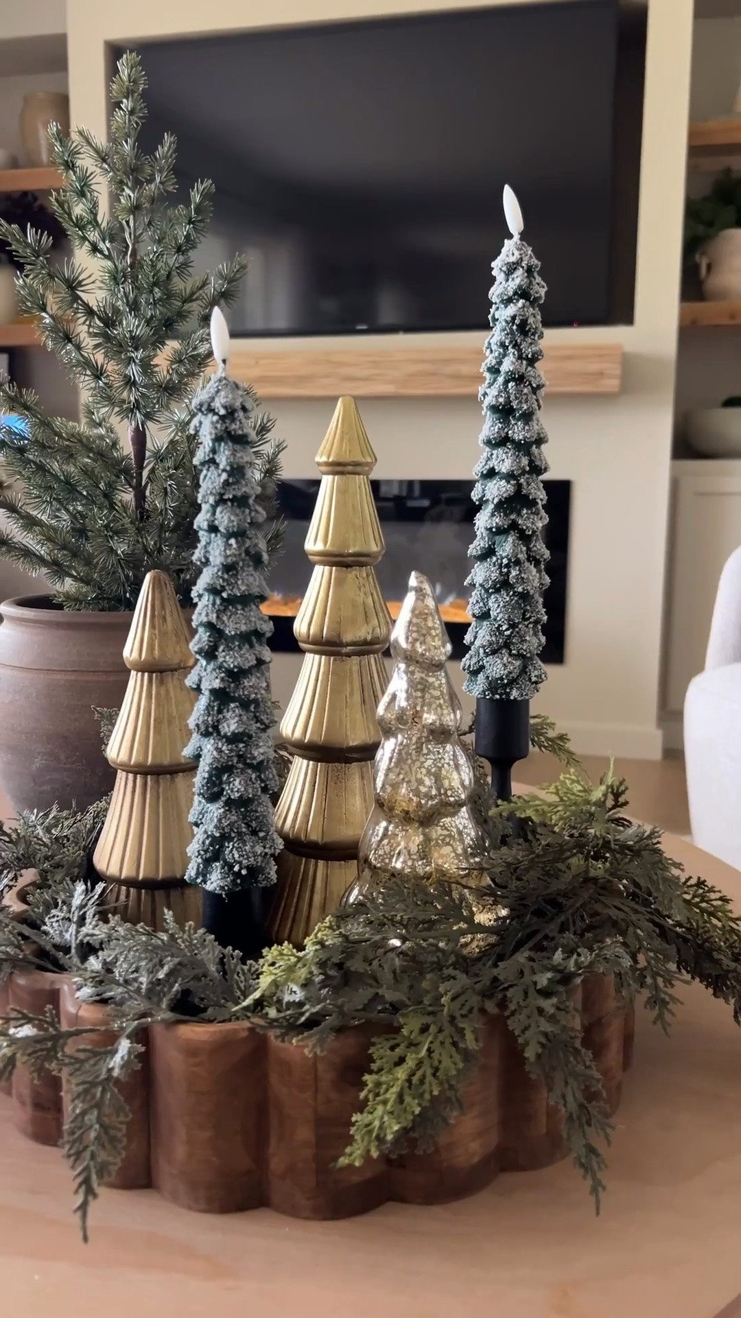 Cedar stems, gold trees and led tree candles all on sale from Amazon!