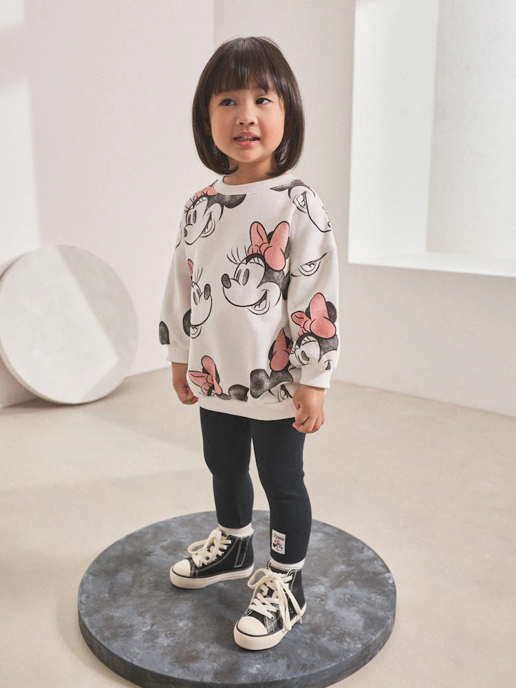Cream Disney Minnie Mouse Sweatshirt & Leggings Set (3mths-7yrs) | Next US