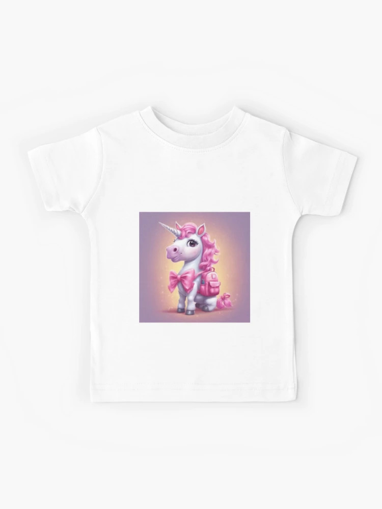 Unicorn with a pink backpack  Kids T-Shirt | Redbubble (US)