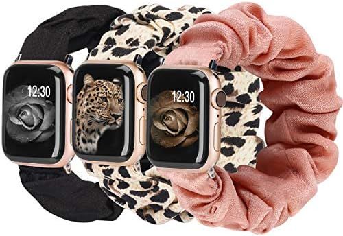 TOYOUTHS 3 Packs Compatible with Apple Watch Band Scrunchies 41mm 40mm 38mm Cloth Soft Pattern Pr... | Amazon (US)