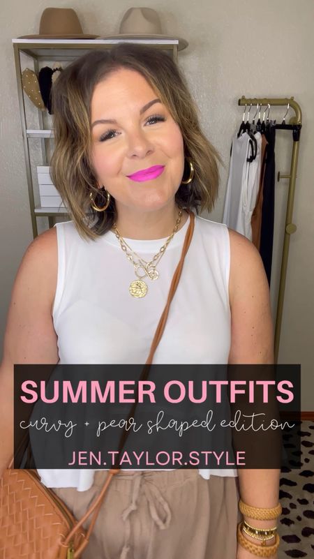 Curvy Amazon summer outfits! Love these linen pants so much - I can wear both L and XL. Overalls are XXL. Crop tops are L, tank top is XL. 

#LTKOver40 #LTKMidsize #LTKPlusSize