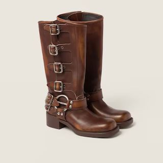 Sienna Leather Boots | Miu Miu | Miu Miu UK