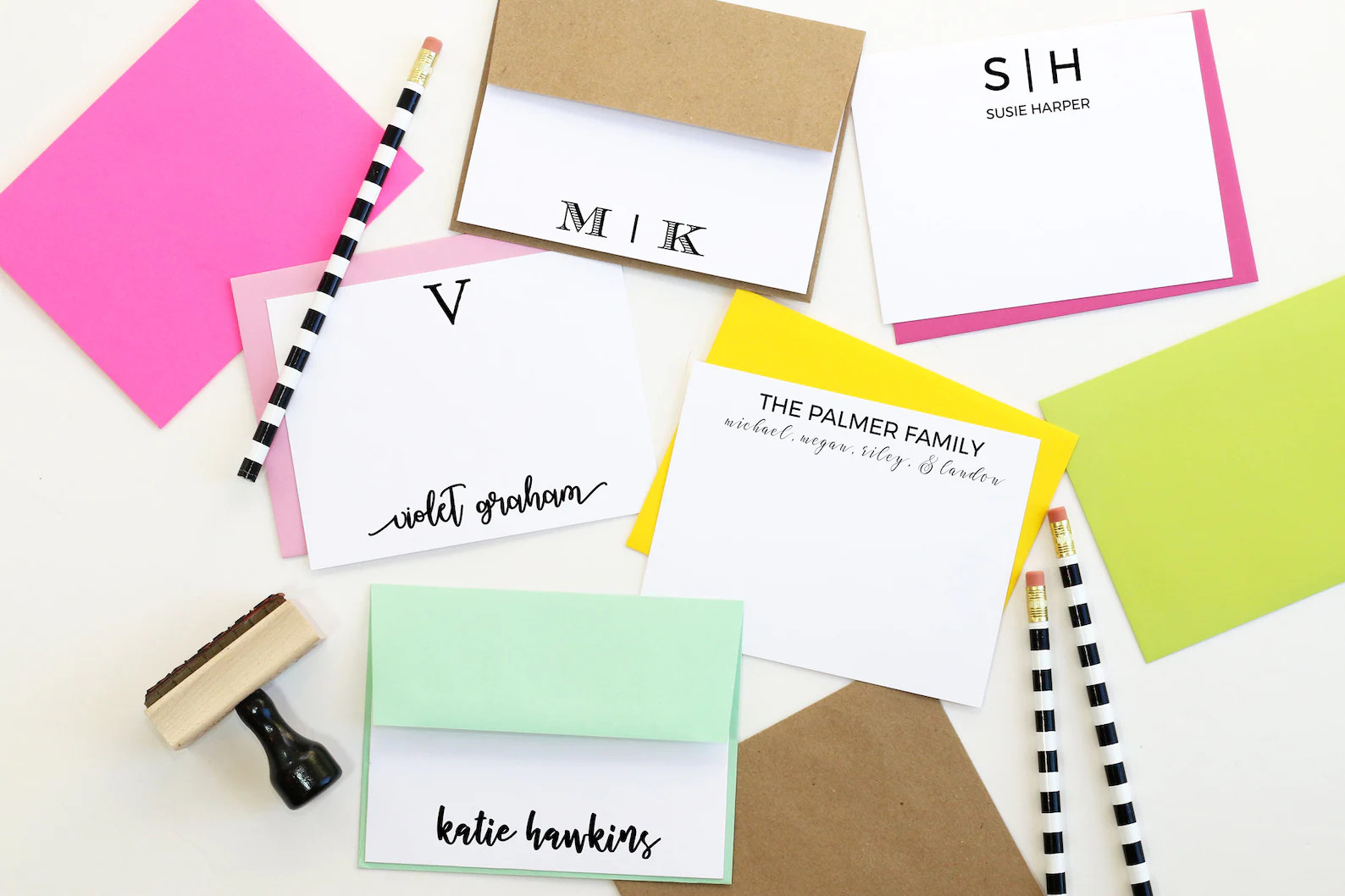 Custom Stationery With Wavy Border - Personalized Thank You Notes for Girls - Etsy | Etsy (US)