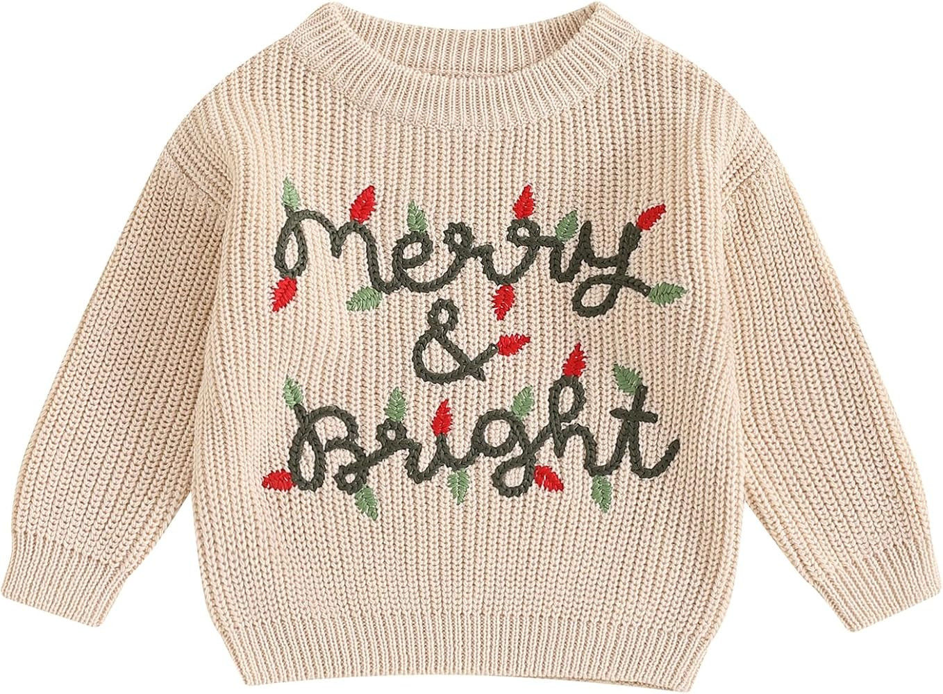 Toddler Baby Boy Girl Christmas Sweater Letter Embroidery Pullover Sweatshirt Knitwear Infant Fal... | Amazon (US)