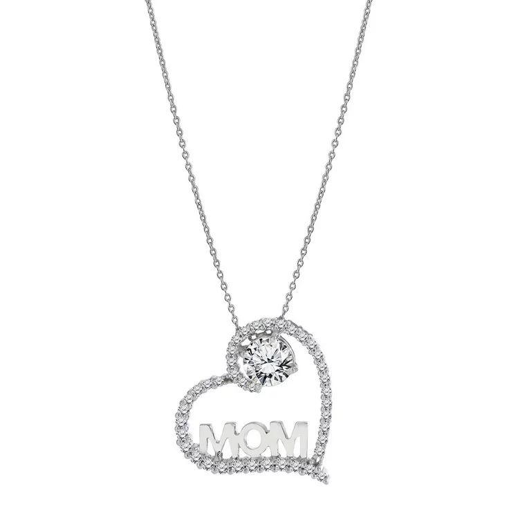 JeenMata Heart Shaped Moissanite Pendant Necklace in 18K White Gold over Silver | Walmart (US)
