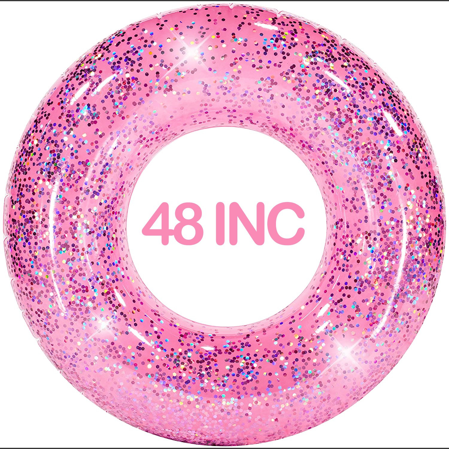 48" Pink Glitter Swim Ring - Large for The Pool Beach or Lake-Kids Teens Adults-Glitter Inside Sp... | Walmart (US)
