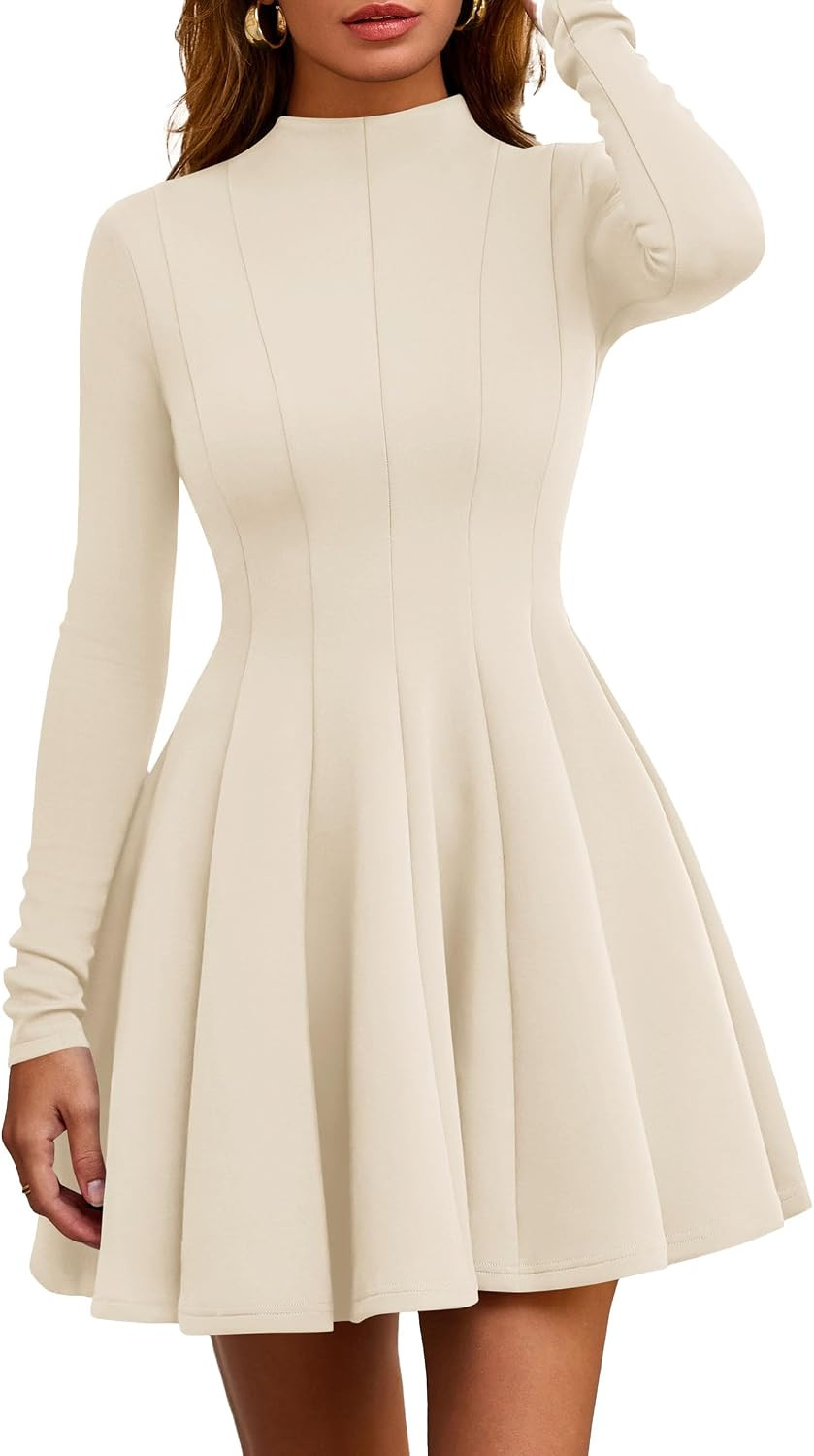 PRETTYGARDEN Fall Dresses for Women Long Sleeve Flowy Mini Homecoming Dress | Amazon (US)