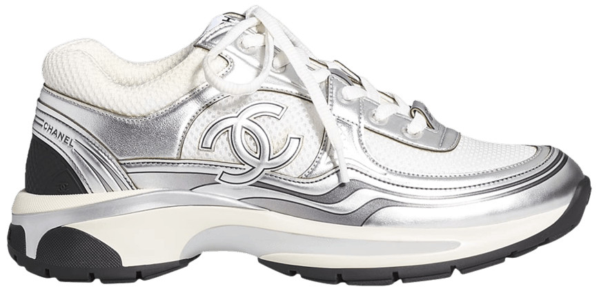 Chanel CC Logo Sneaker 'White Silver' | GOAT