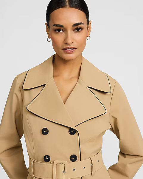 Double Breasted Belted Midi Trench Coat | Express