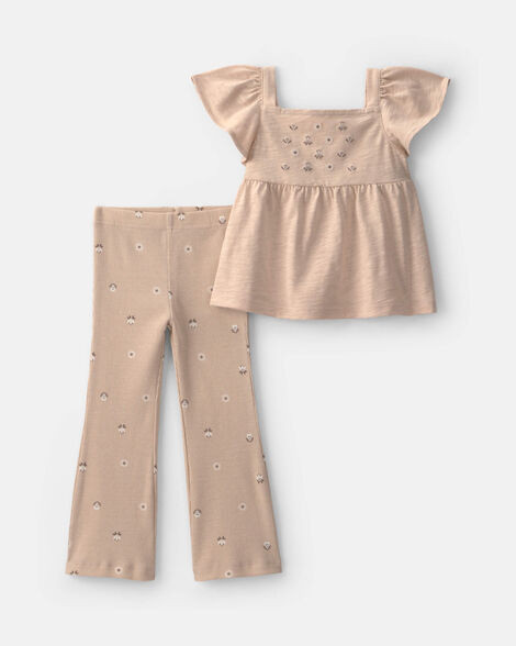 Toddler Girl 2-Piece Floral Sleeveless Top & Pant Set - Cream | Carter's | Carter's Inc