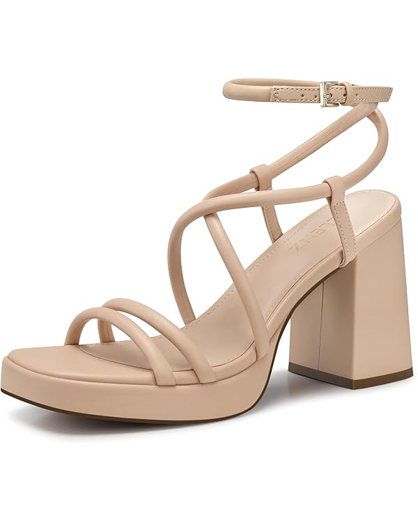 Women Chunky Platform Heels: 3.9 Inch High Heel Prom, Wedding, Party, Square Open Toe Heeled Sand... | Amazon (US)