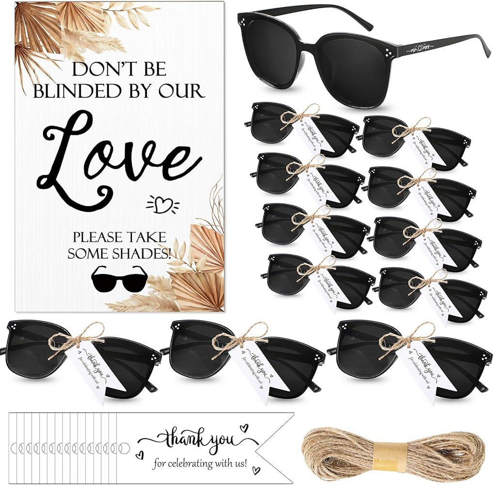 Kanayu Wedding Favors for Guests Wedding Party Sunglasses Gifts Wooden Love Sign Decoration Black... | Amazon (US)