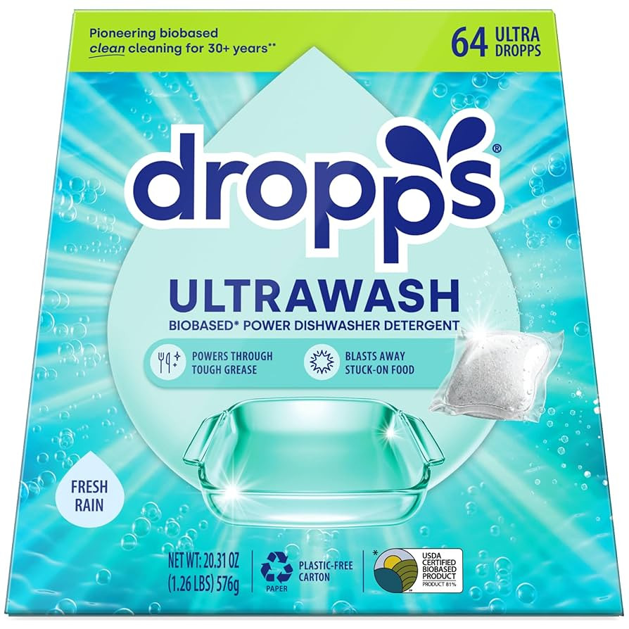 Dropps UltraWash Dishwasher Pods, Fresh Rain (64 Count) - Biobased Power Deep Clean Dishwasher De... | Amazon (US)