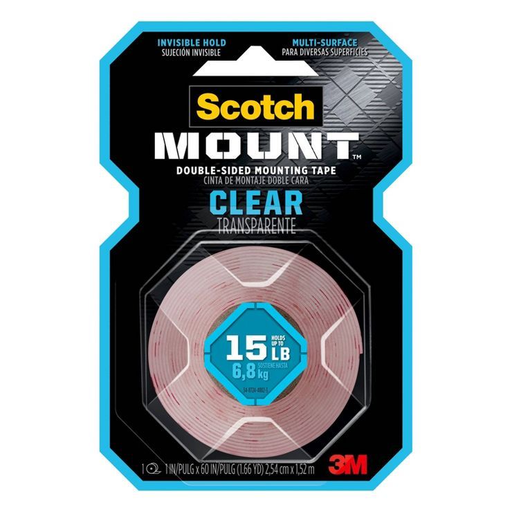 Scotch Mount Double-Sided Mounting Tape Clear 1" x 60" | Target