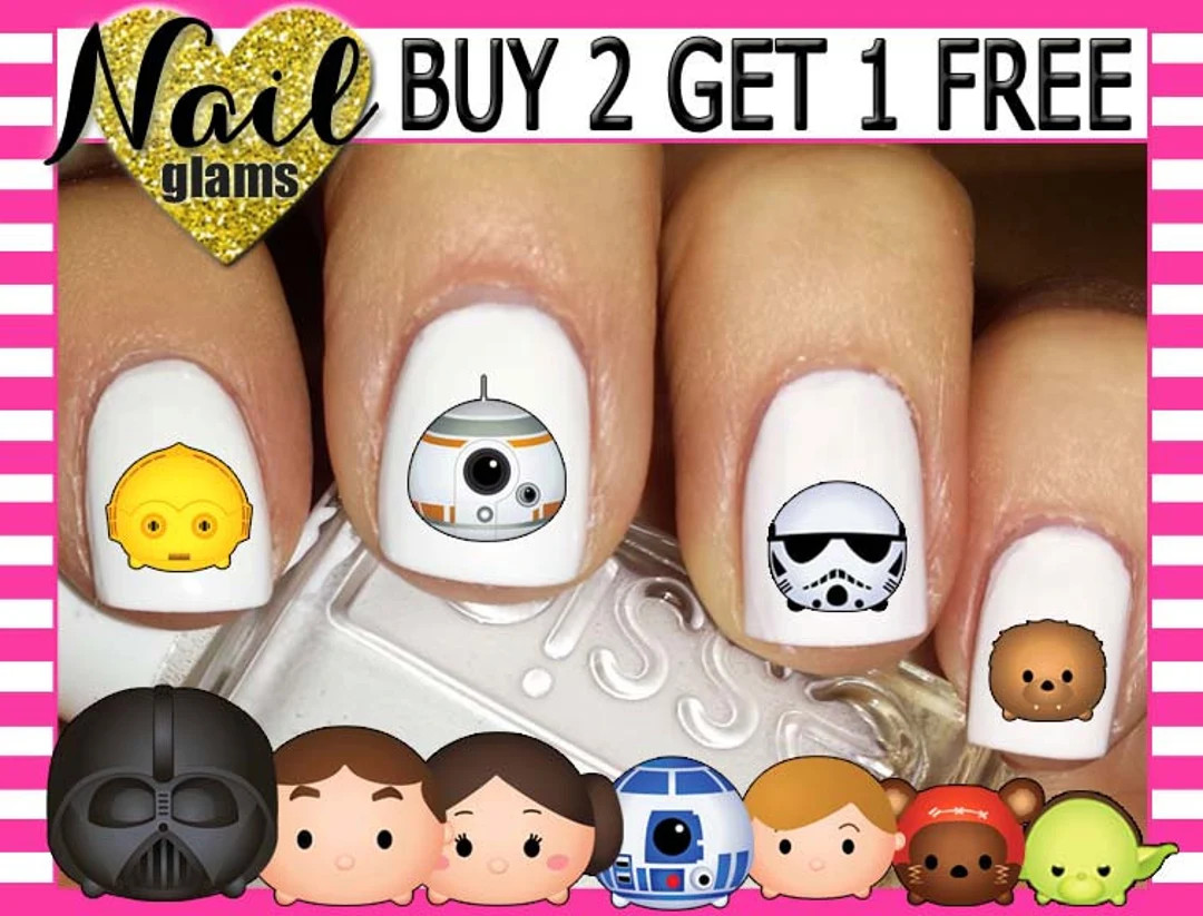 60 Nail Wraps Decals - SPACE WARS - Mouse Nail Art Waterslide | Etsy (US)