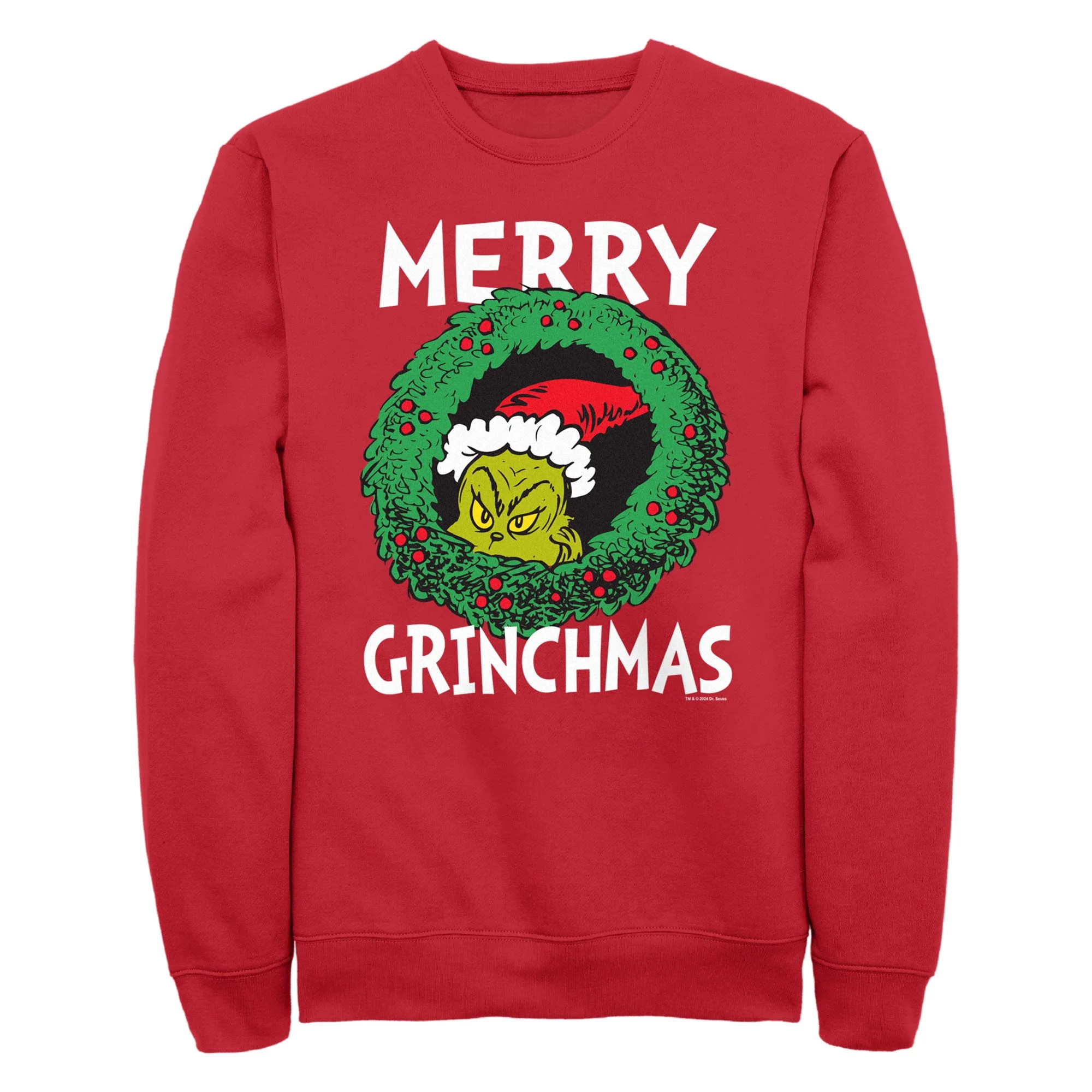 Men's Dr. Seuss Merry Grinchmas Wreath  Sweatshirt - Walmart.com | Walmart (US)