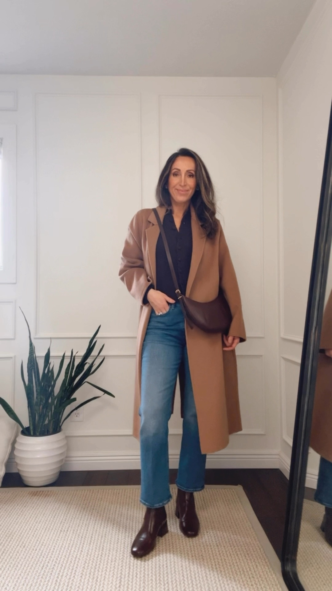 I sized up in the cardigan. Coat is in major sale and has been a favorite for years (not a cold winter day coat). Oversized fit. 
Booties - I’m in between sizes and sized up.  Jeans tts! 

#LTKShoeCrush #LTKStyleTip #LTKSaleAlert