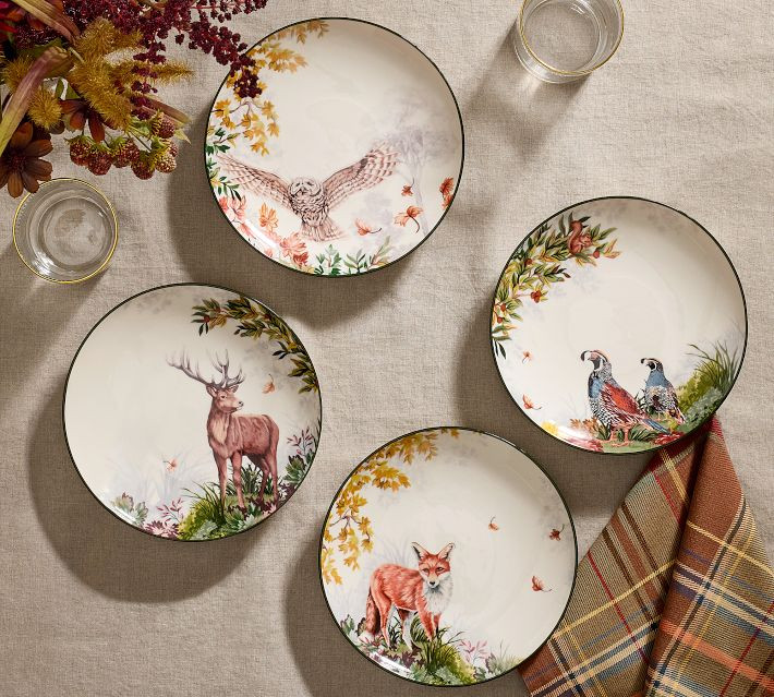 Fantastical Forest Stoneware Salad Plates - Mixed Set of 4 | Pottery Barn (US)
