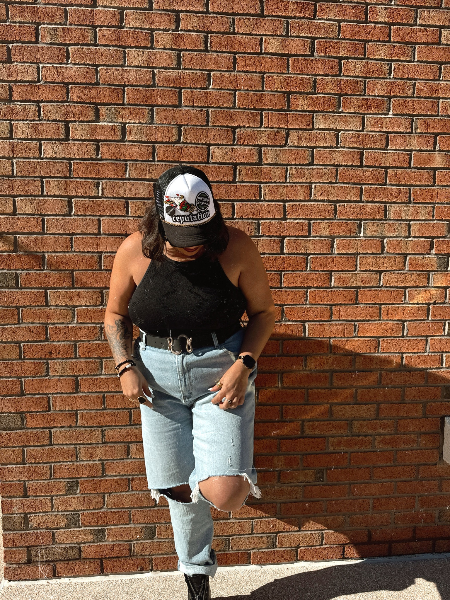 Taylor Swift reputation inspired look with a custom hat created by me! 

Other jewelry not linked can be found on Bohemia IG 

Straight leg jeans
90’s jeans
Abercrombie style 
Bralette 
Trucker hat
DIY 

#LTKstyletip #LTKplussize #LTKfindsunder100