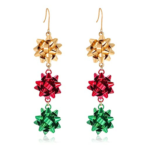 Christmas Earrings for Women, Cute Green Christmas Gift Bow Dangle Earring, Holiday Crazy Party D... | Amazon (US)