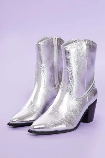 Metallic Cowboy Booties | Forever 21