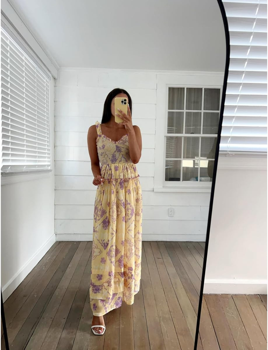 Free people vibes in this dress💛
Smocked maxi dress/summer sundress/casual summer outfit  

 #LTKSeasonal #LTKPetite #LTKFindsUnder50