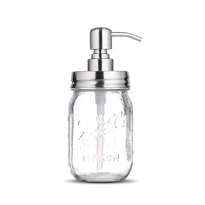 Bonris 16oz Clear Glass Jar Soap Dispenser with Stainless Steel Pump Classic Decor for Bathroom K... | Amazon (US)