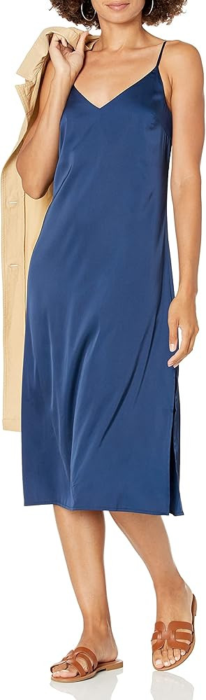 The Drop Women's Ana Silky V-Neck Midi Slip Dress | Amazon (US)