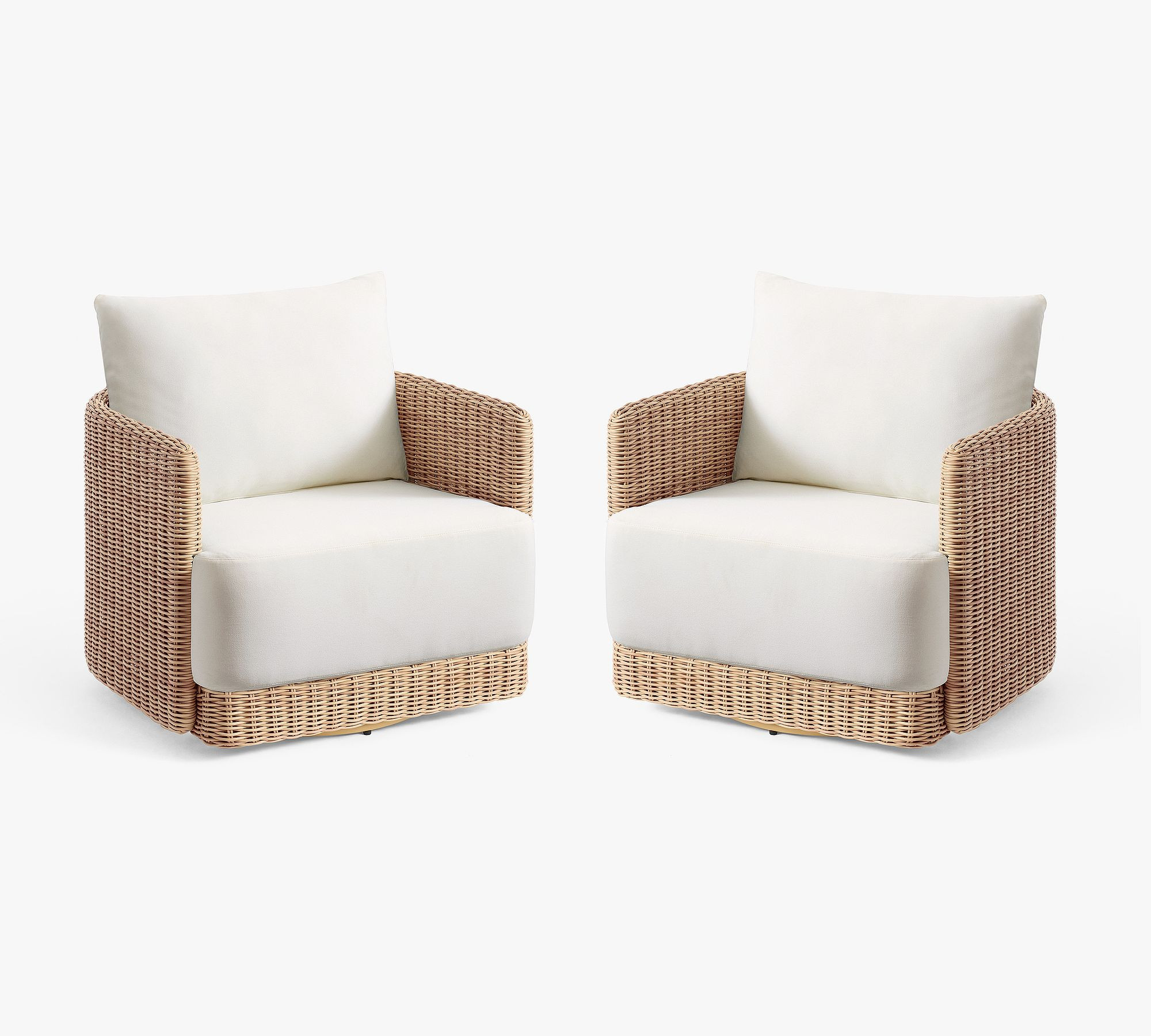 Huntington Wicker Swivel Outdoor Lounge Chair, Set of 2 | Pottery Barn (US)
