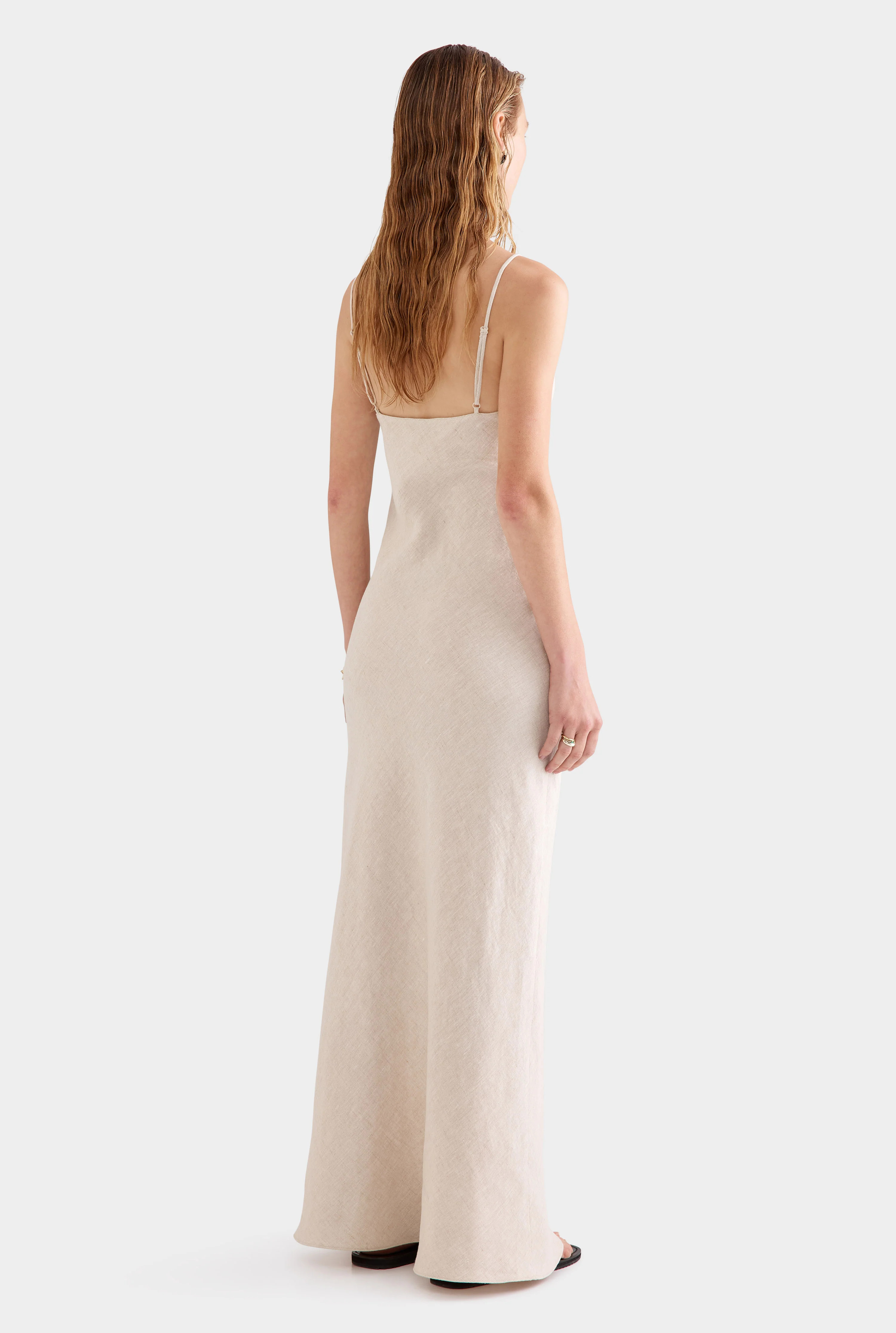 Womens Linen Slip Dress in Sand | Venroy | Venroy AU