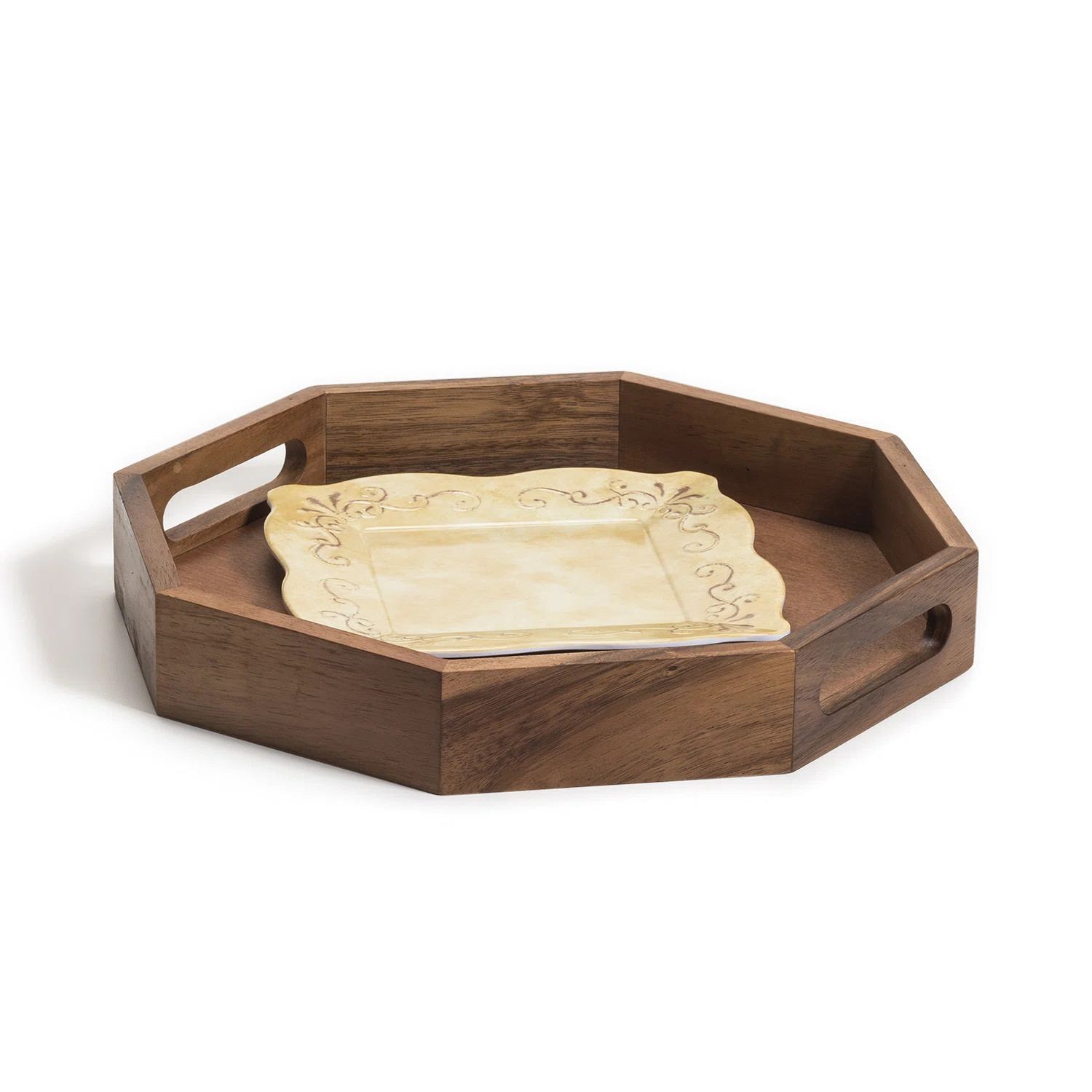 Acacia Wood Octagon Serving Tray | Wayfair North America