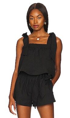 Something Navy Tie Shoulder Top in Black from Revolve.com | Revolve Clothing (Global)