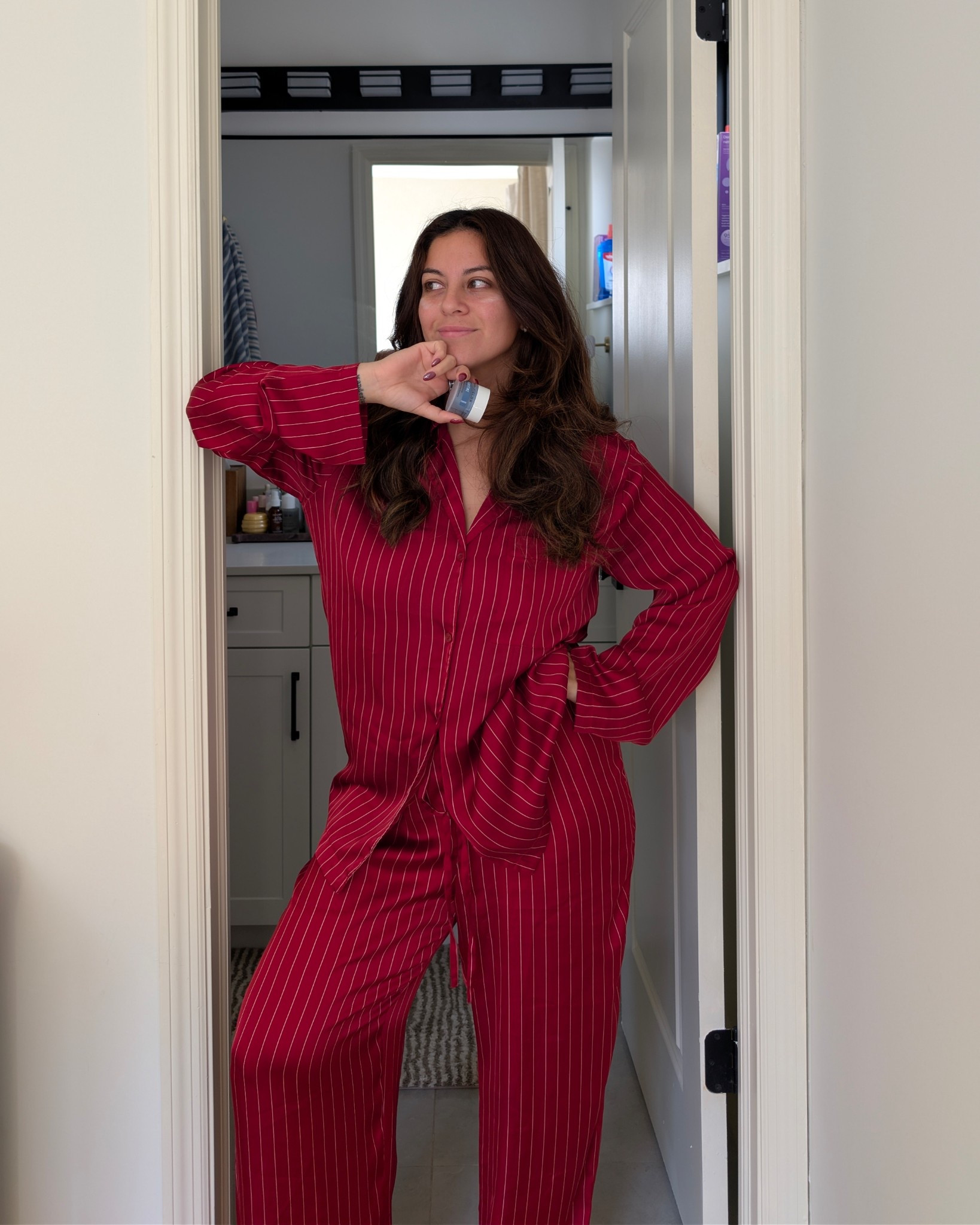 2024 red satin striped pjs from h&m, found similar without the stripes 🫣

#LTKgrwm #LTKmorningroutine #LTKdayinmylife
