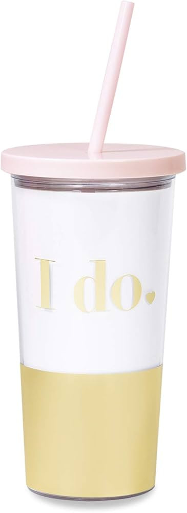 Kate Spade New York Gold/Blush Pink Bridal Insulated Tumbler with Reusable Straw, 20 Ounce Travel... | Amazon (US)