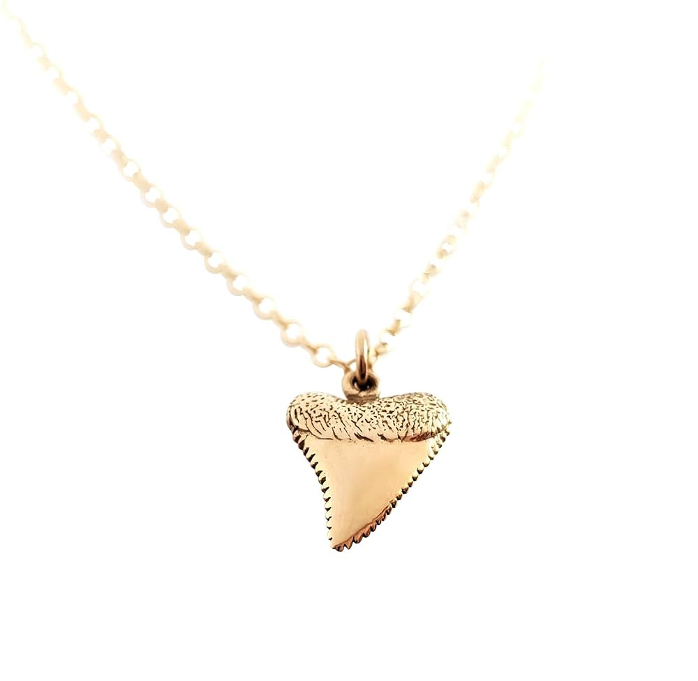 Shark Tooth Gold Charm Necklace - Dainty 14k Gold Filled Jewelry | Amazon (US)