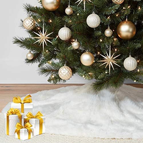 KD KIDPAR 36” Faux Fur Christmas Tree Skirt(Snowy White) for Holiday Tree Decorations and Ornam... | Amazon (US)