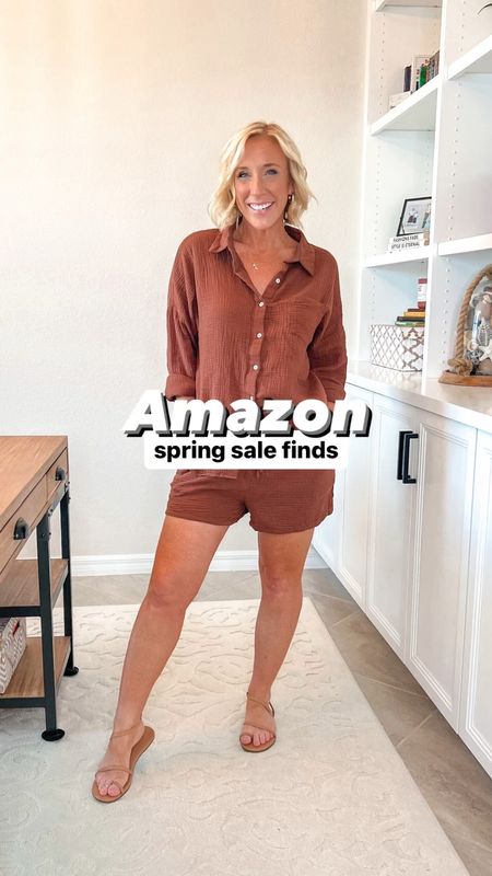 Amazon Spring Sale Finds:
1. Linen two-piece shorts set - size medium. 28% off now $23.75.
2. Wide leg overalls - wearing a medium but could’ve done a small. 25% off now $26.99.
3. Short overalls - wearing a medium. 37% off now $23.99.
4. Maxi skirt - wearing a medium (elastic waistband runs a little small I suggest sizing up). 20% off now $26.39. 
5. Dressed with shorts attached - size medium but could’ve done a small. 20% off now $23.99.
• white t-shirt - size medium (comes in a two pack). 
• graphic floral t-shirt - size medium.
• sandals - fit tts.
• earrings and necklaces linked as well (from Amazon). 

#LTKsalealert #LTKVideo #LTKSeasonal