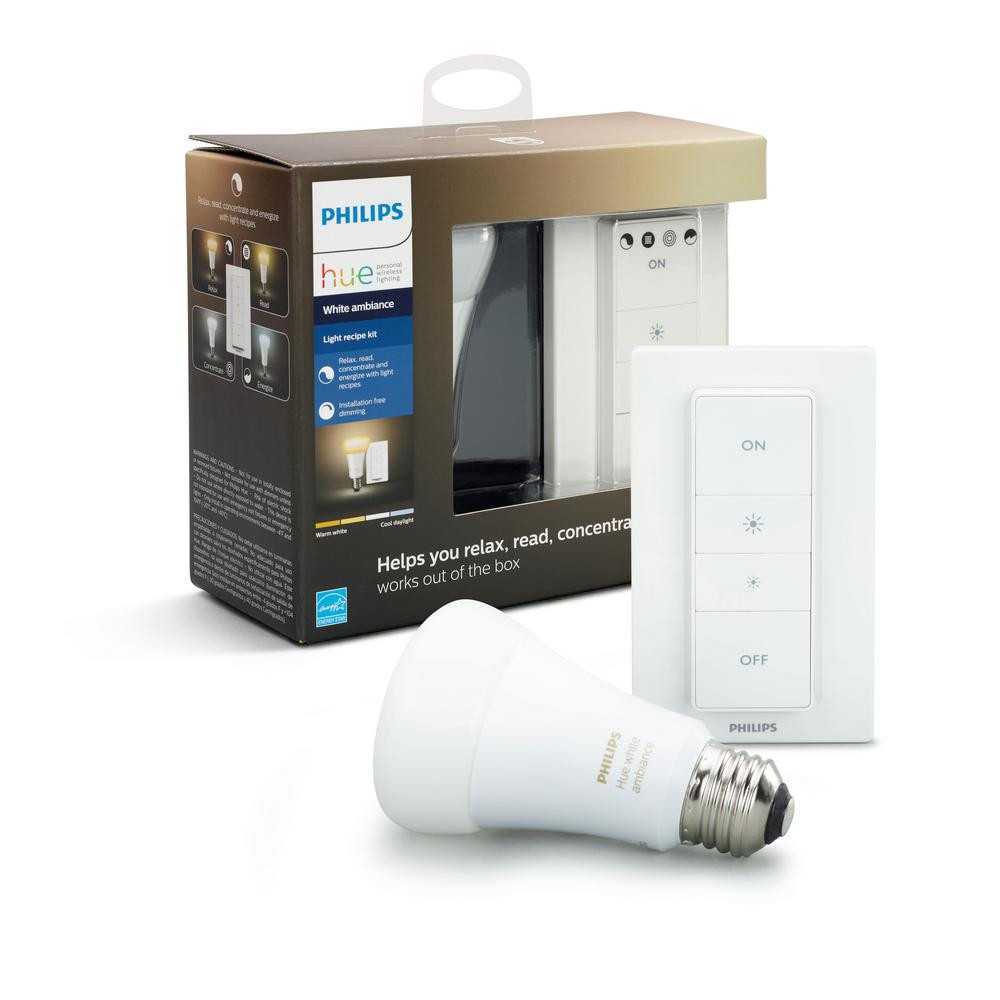 White Ambiance Smart Wireless Lighting Recipe Kit (1 A19 LED 60W Equivalent Dimmable Bulb and Rem... | The Home Depot