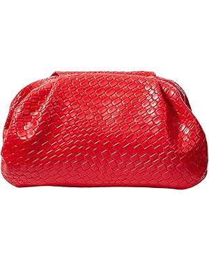 QWINEE Women's Woven Evening Bag Dumpling Clutch Purse No Strap Handbags Elegant Faux PU Leather ... | Amazon (US)